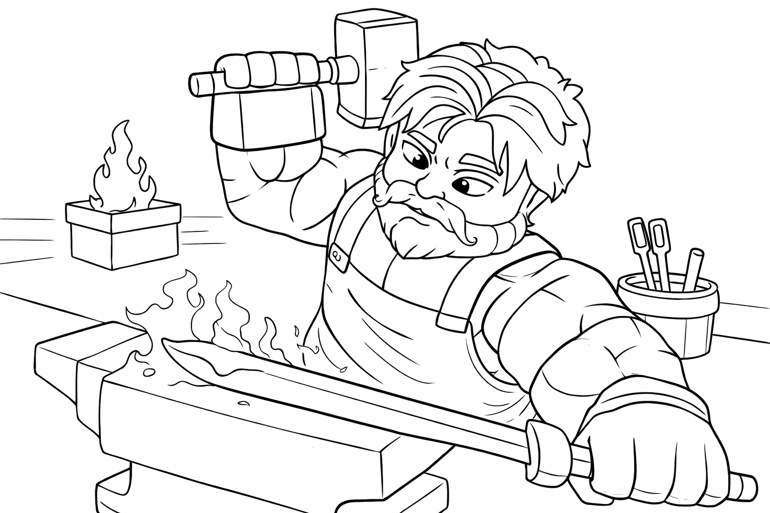 The Forge Roblox kleurplaat - zwart-wit lijntekening