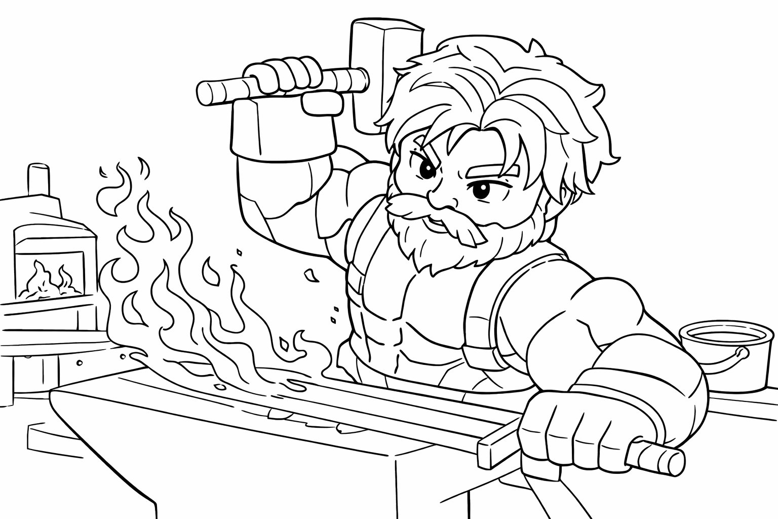 The Forge Roblox kleurplaat - zwart-wit lijntekening