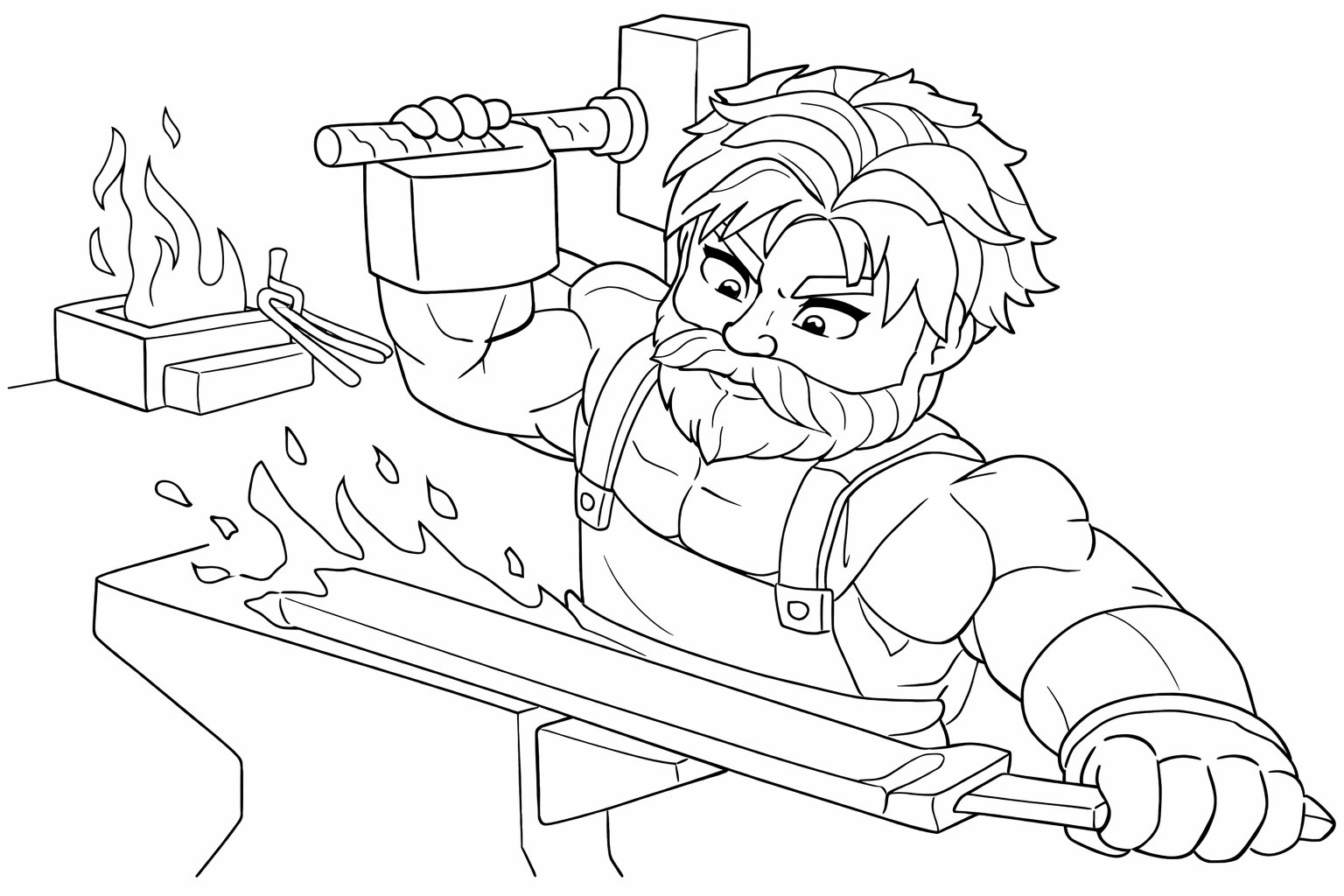 The Forge Roblox kleurplaat - zwart-wit lijntekening