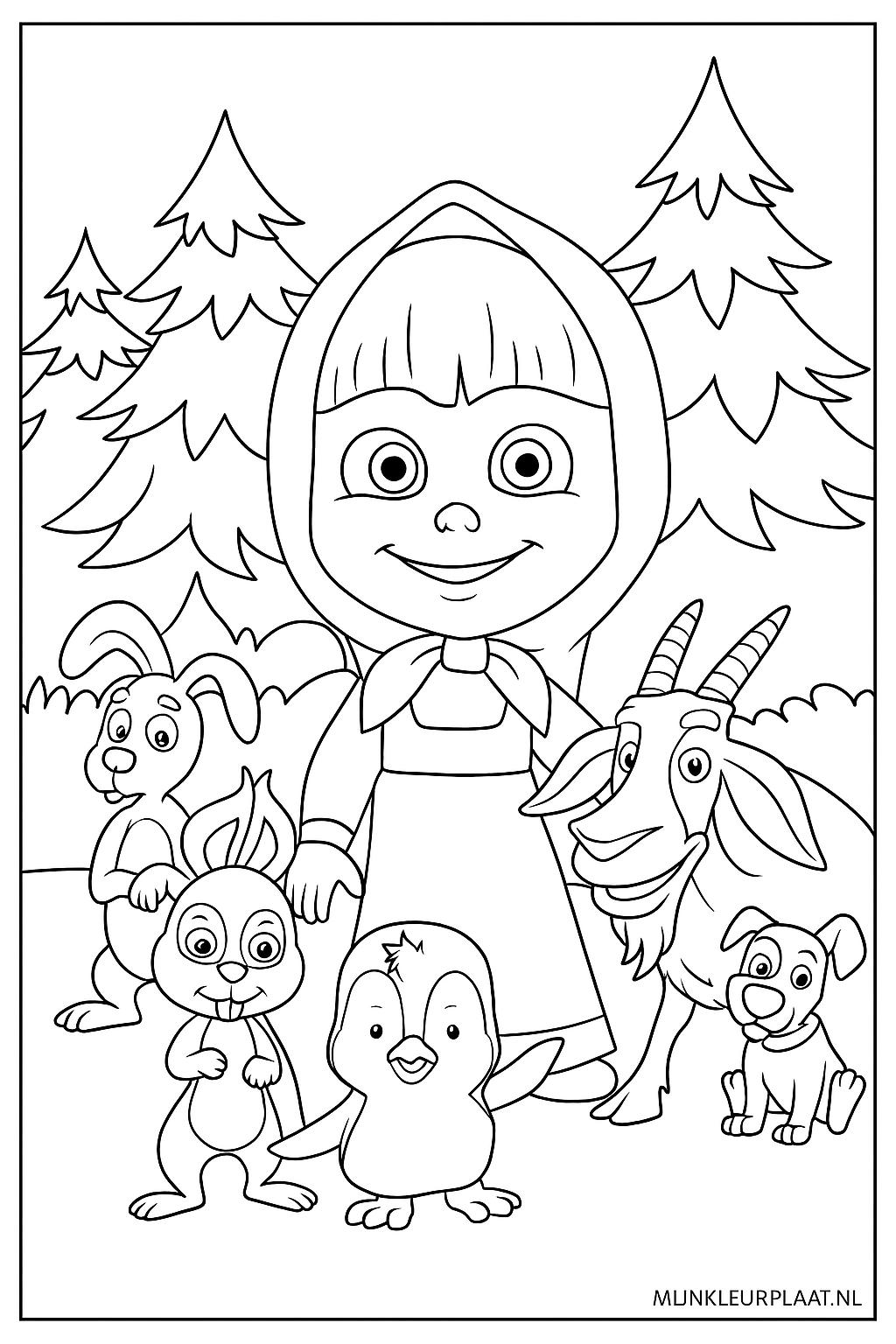 Masha En De Beer Variant 1 coloring page for children