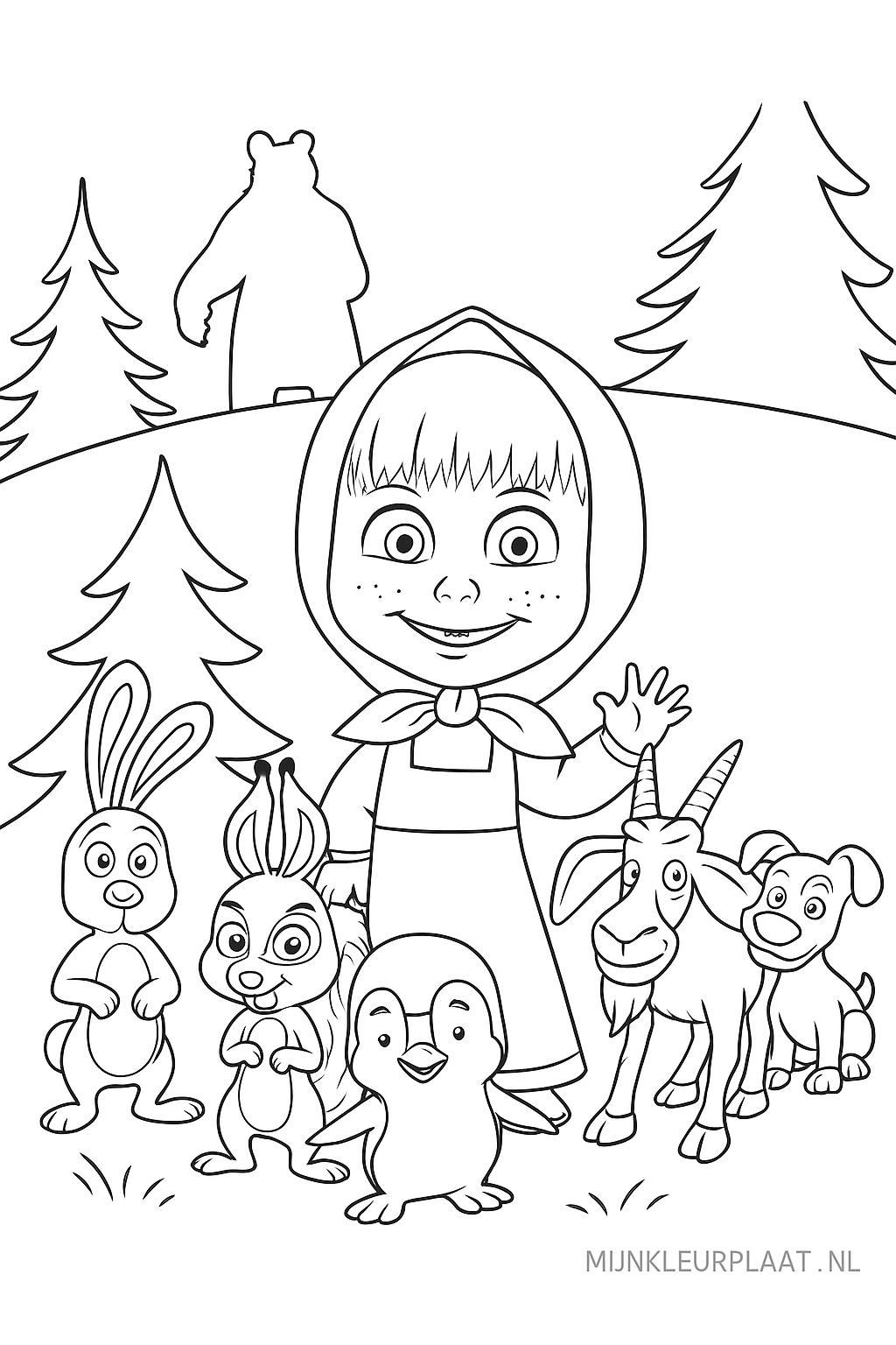 Masha En De Beer Variant 3 coloring page for children