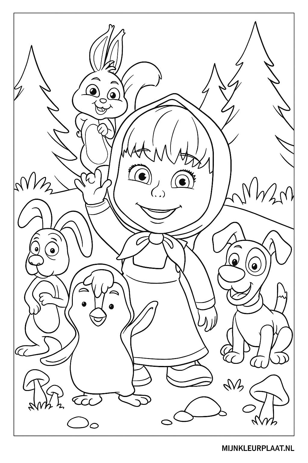 Masha En De Beer Variant 4 coloring page for children