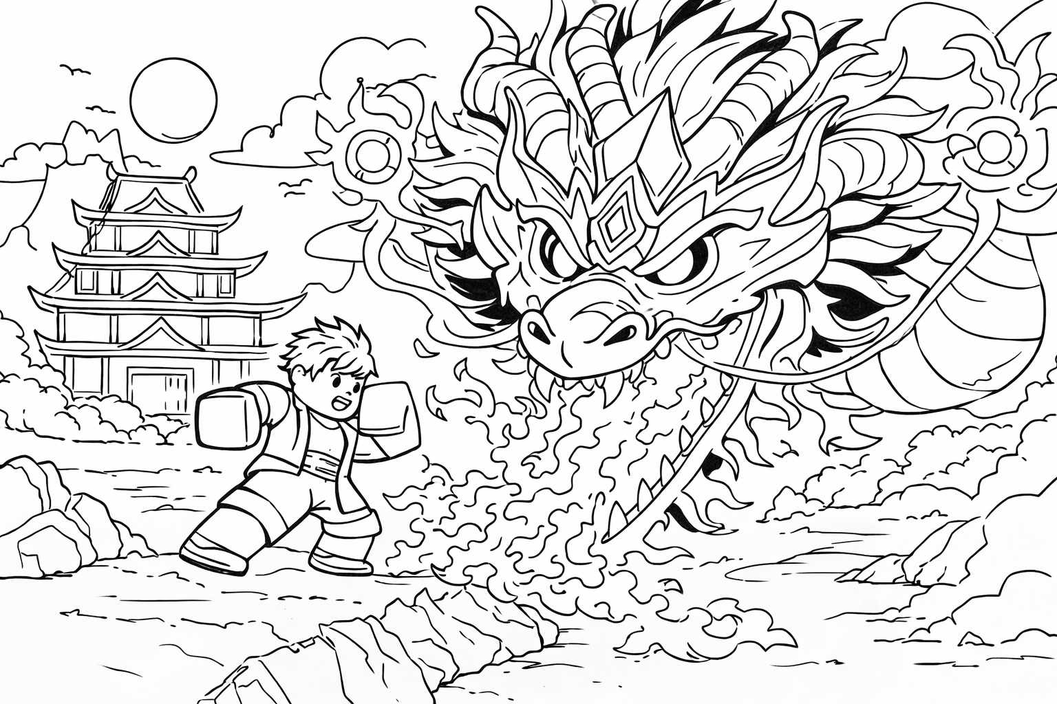 blox fruits roblox kleurplaat - zwart-wit lijntekening