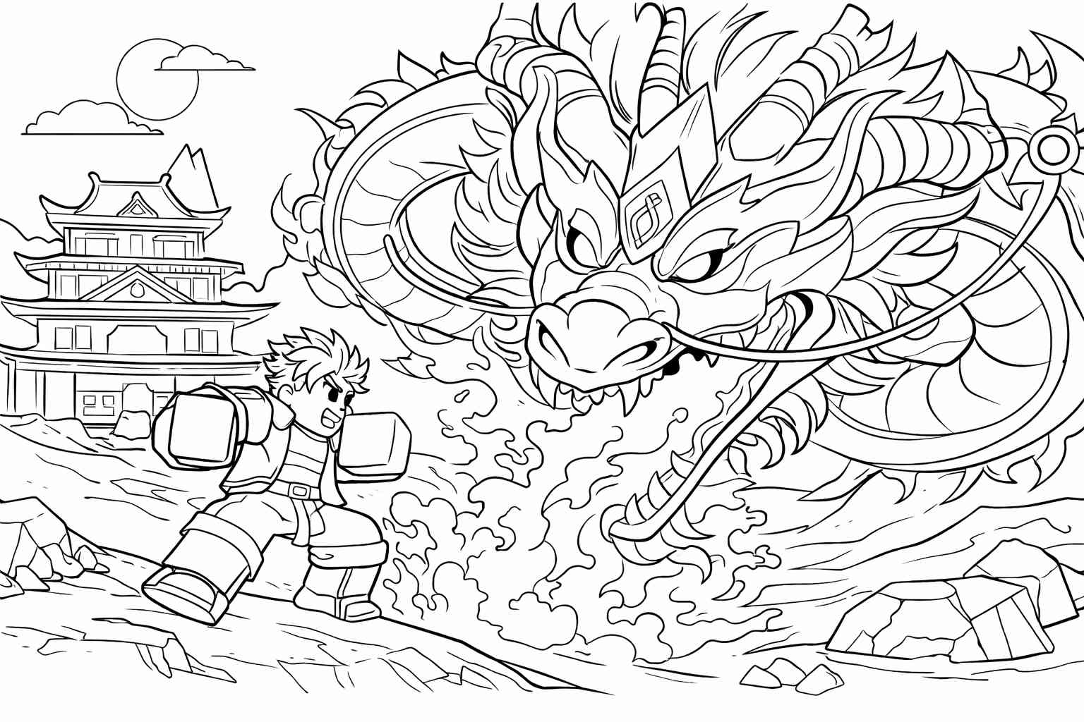 blox fruits roblox kleurplaat - zwart-wit lijntekening