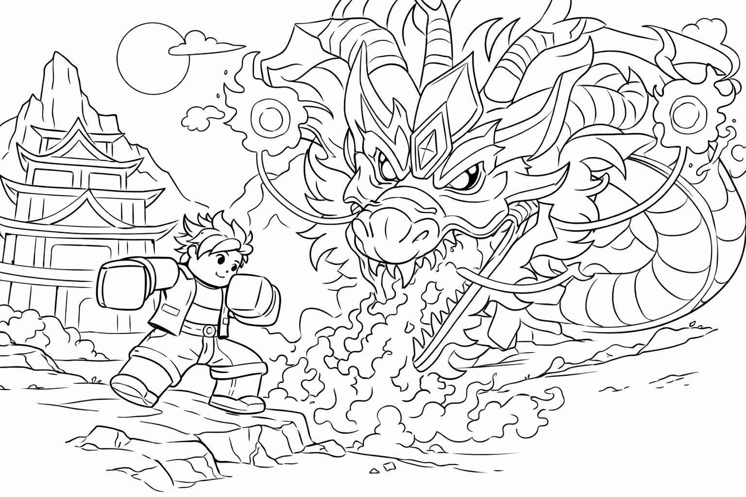 blox fruits roblox kleurplaat - zwart-wit lijntekening