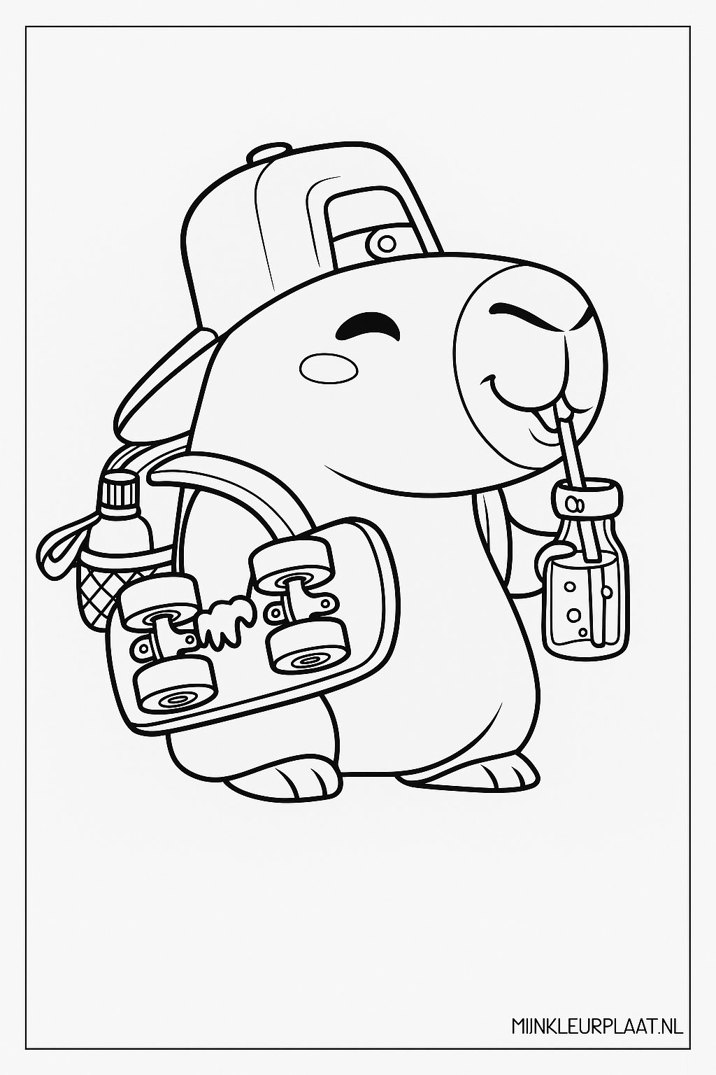 Feuille de coloriage gratuite Capybara - Variante 3 Feuille de coloriage pour enfants