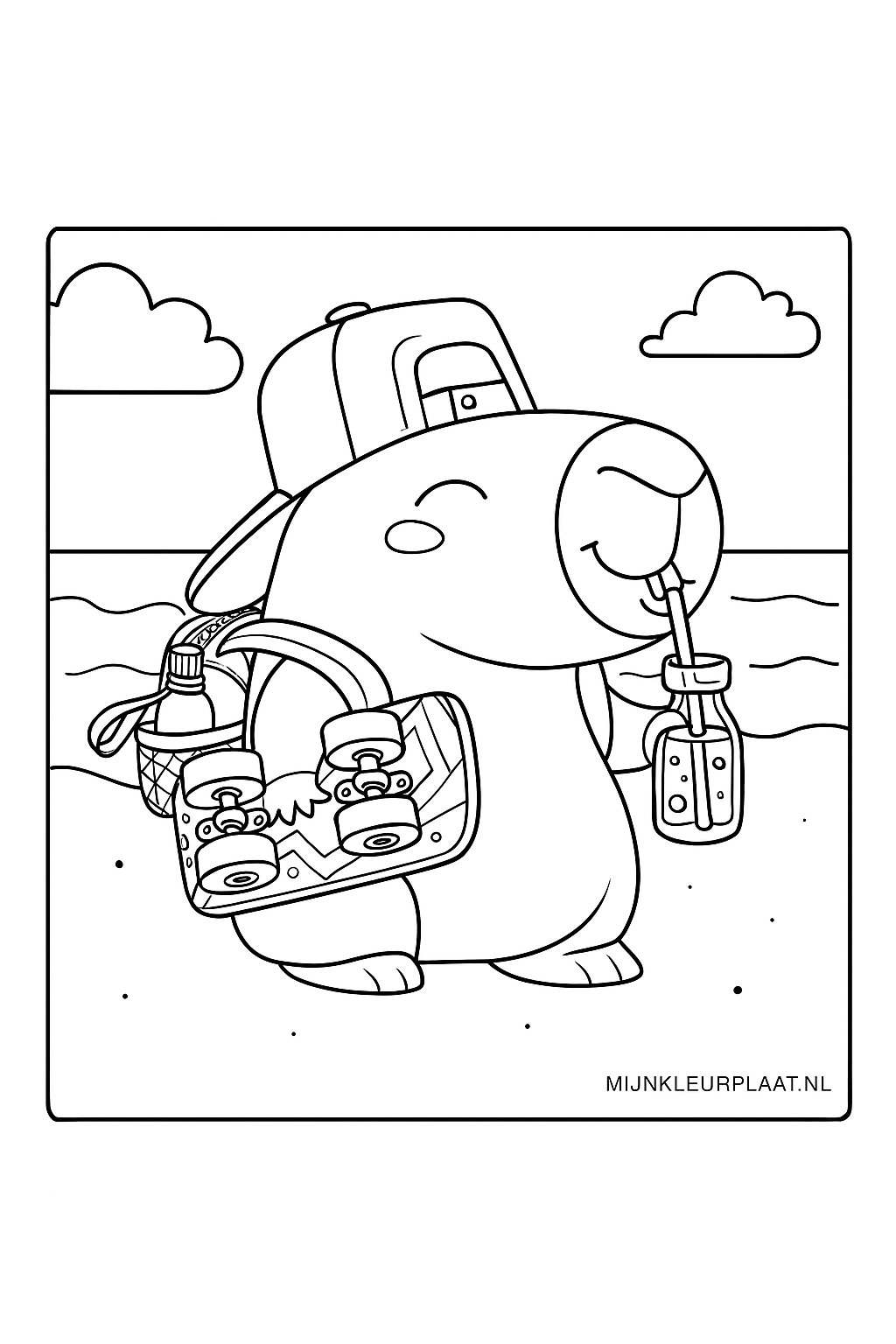 Feuille de coloriage gratuite Capybara - Variante 4 Feuille de coloriage pour enfants