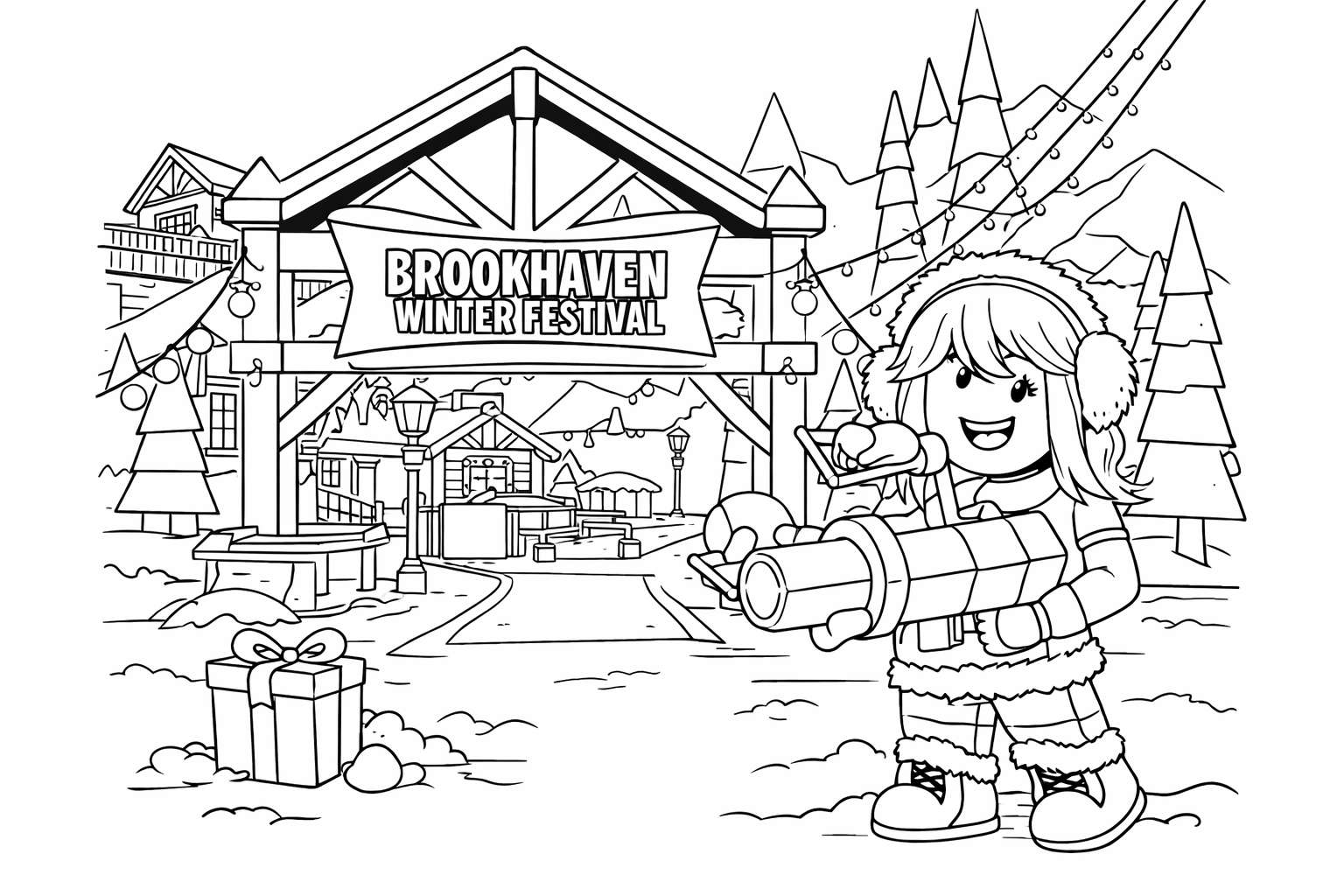 Brookhaven kleurplaat - zwart-wit lijntekening