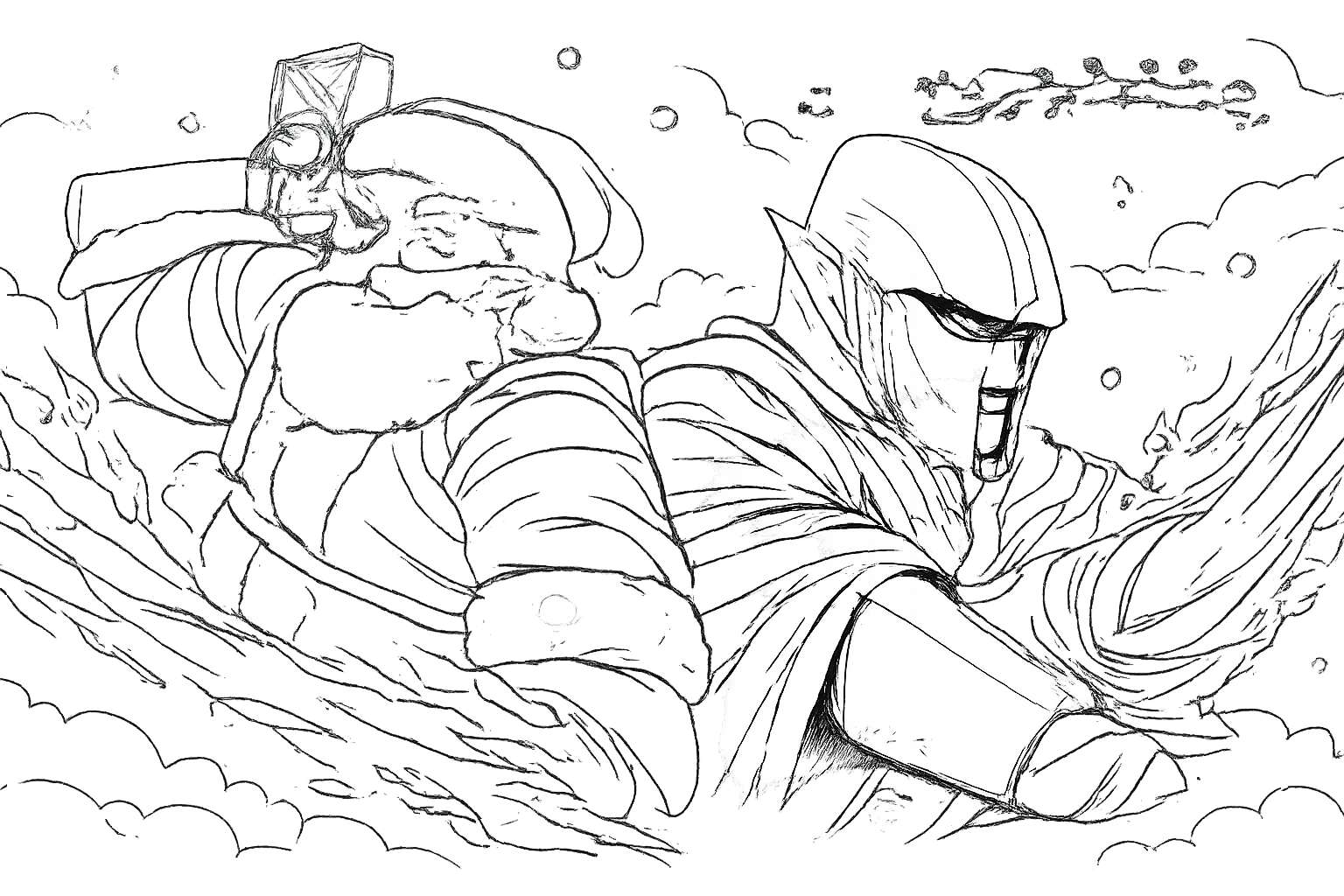 The Forge Roblox kleurplaat - zwart-wit lijntekening