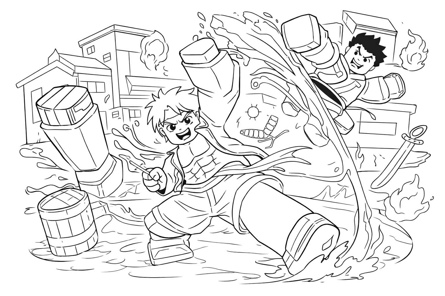 blox fruits roblox kleurplaat - zwart-wit lijntekening