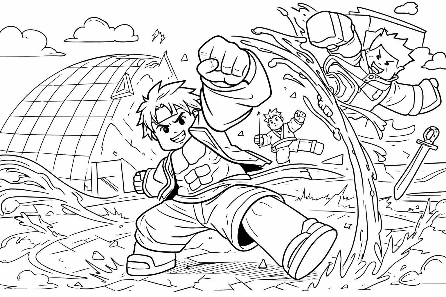 blox fruits roblox kleurplaat - zwart-wit lijntekening