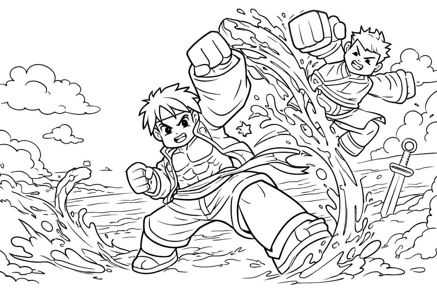 blox fruits roblox kleurplaat - zwart-wit lijntekening