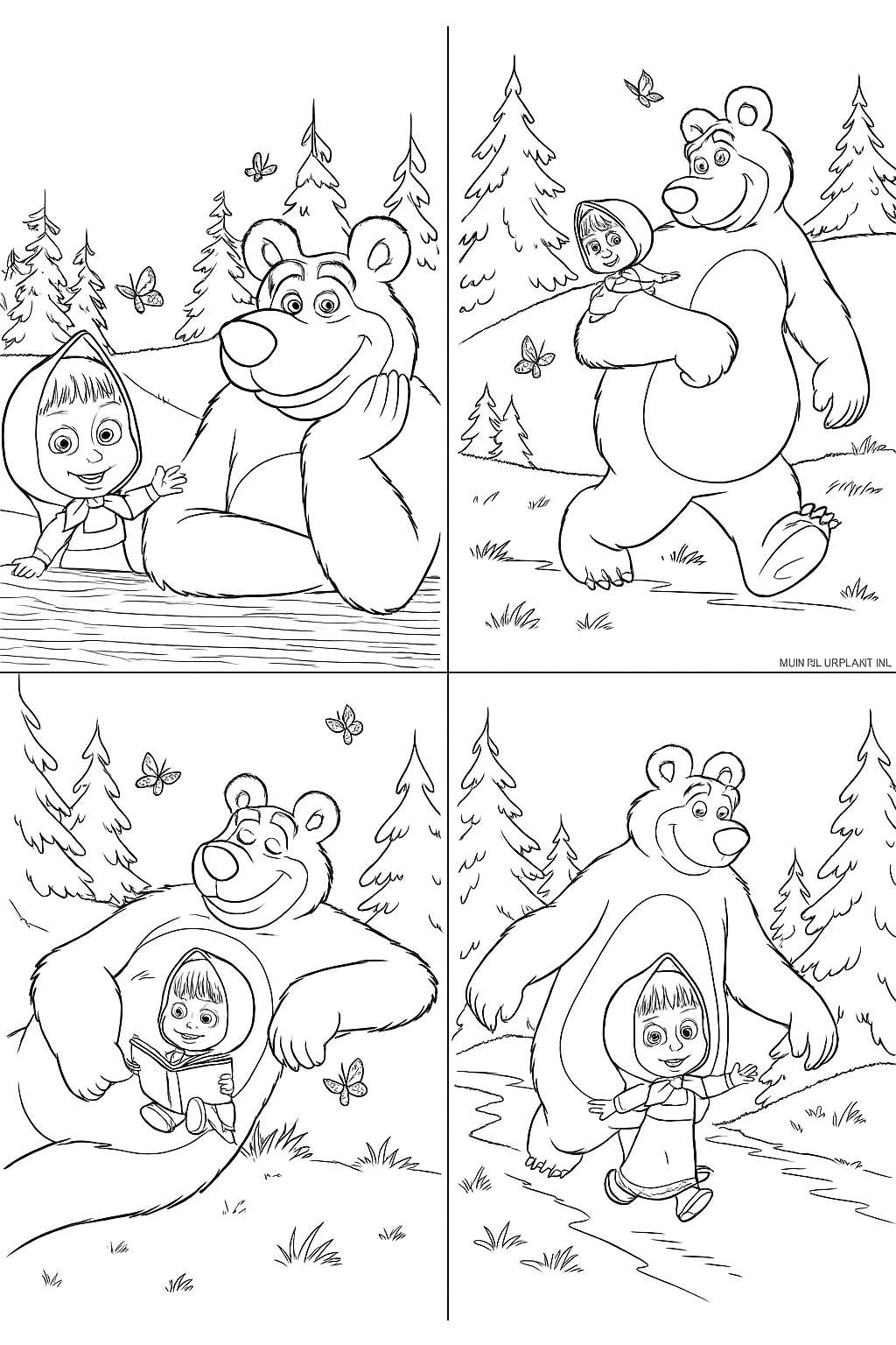 Masha En De Beer Variant 1 coloring page for children