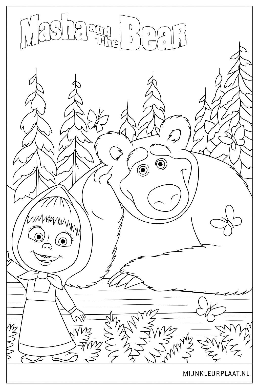 Masha En De Beer Variant 2 coloring page for children