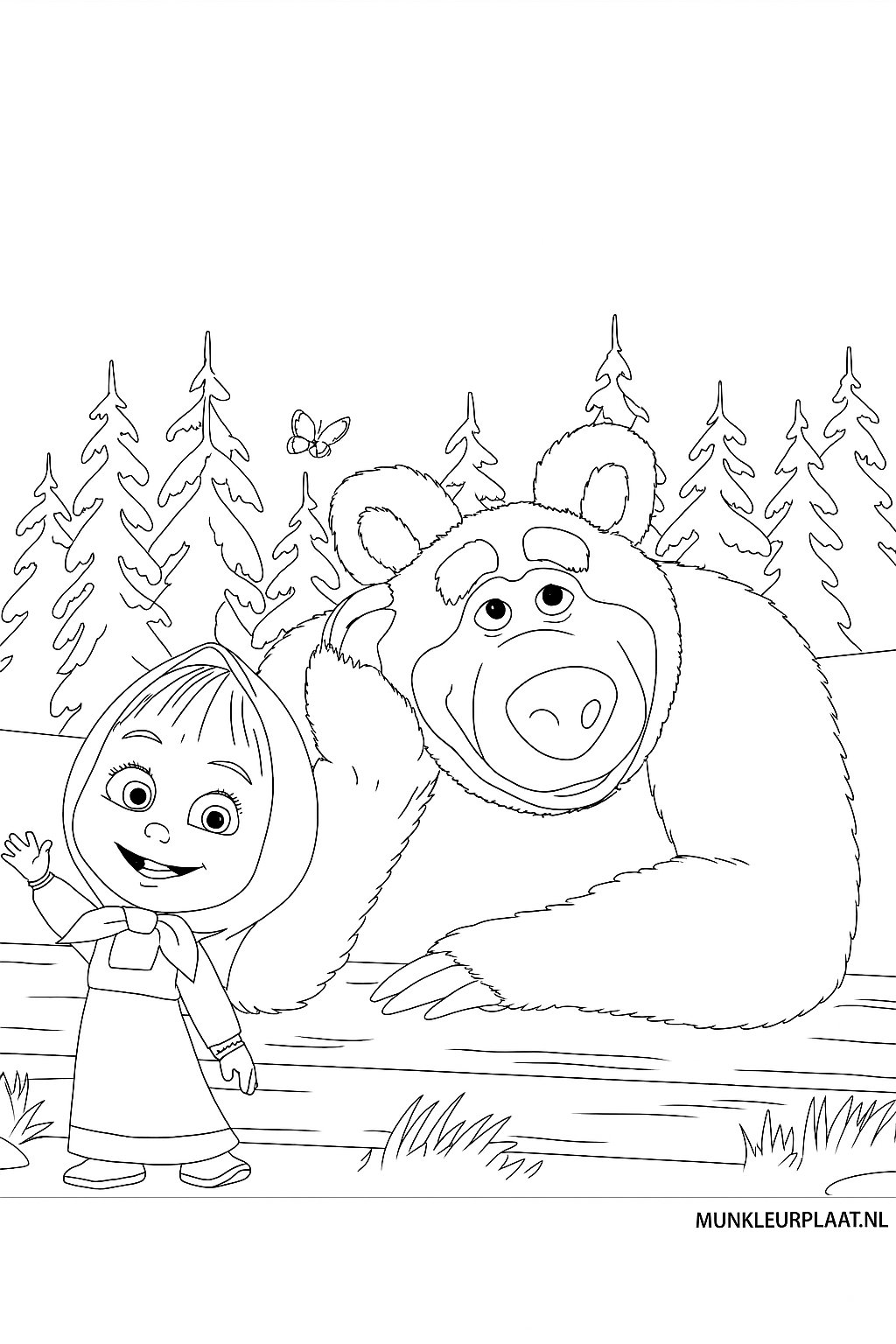 Masha En De Beer Variant 3 coloring page for children