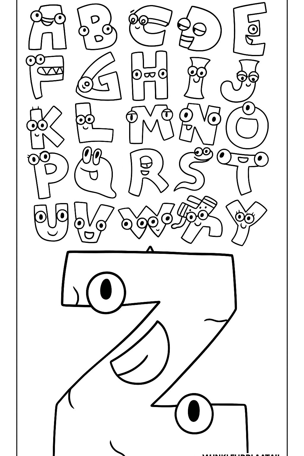 Alphabet kleurplaten voorbeeld