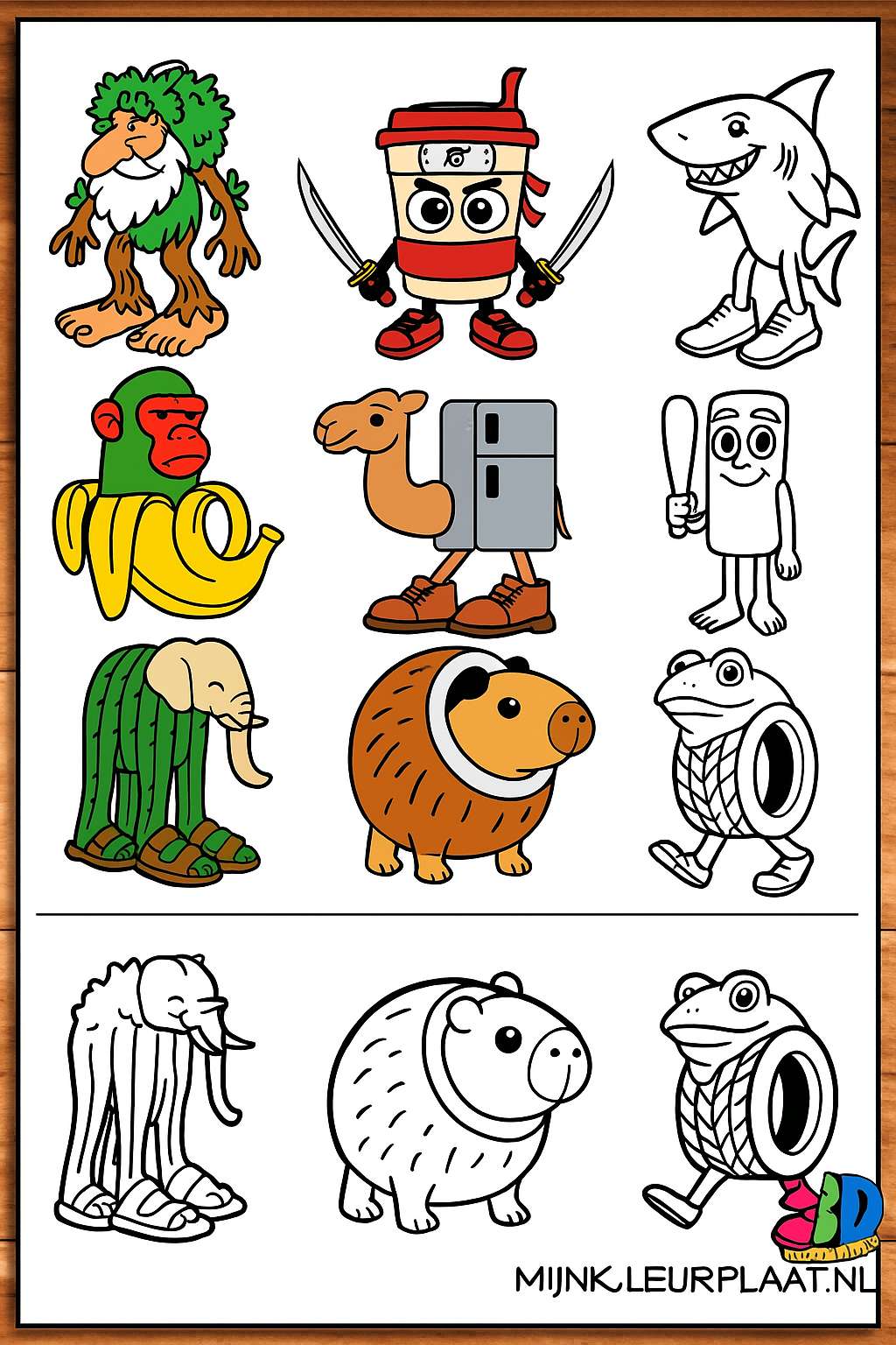 Brainrot Variant 3 coloring page for children