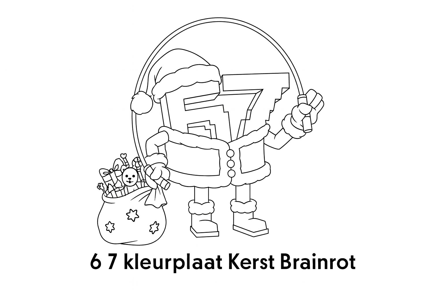 Kleurplaat van 6 7 kleurplaat kerst brainrot, variant 2