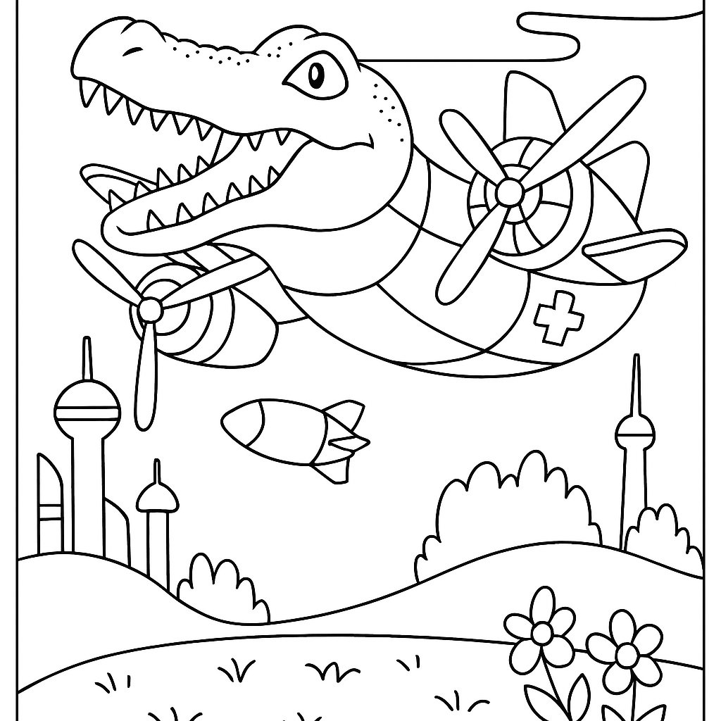 Bombardino Crocodilo Variant 1 coloring page for children