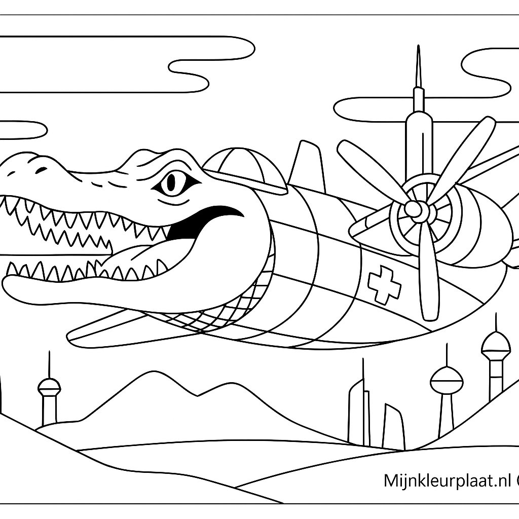 Bombardino Crocodilo Variant 2 coloring page for children
