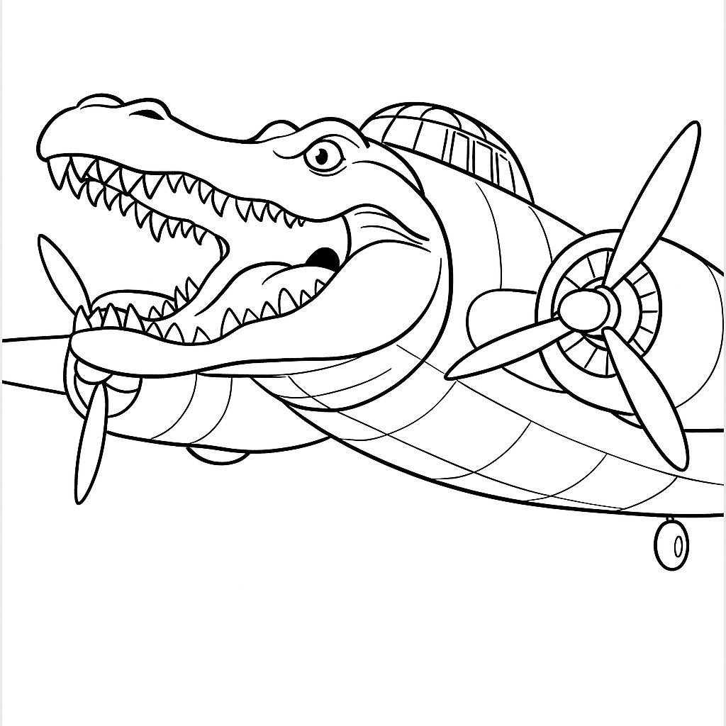 Bombardino Crocodilo Variant 1 coloring page for children