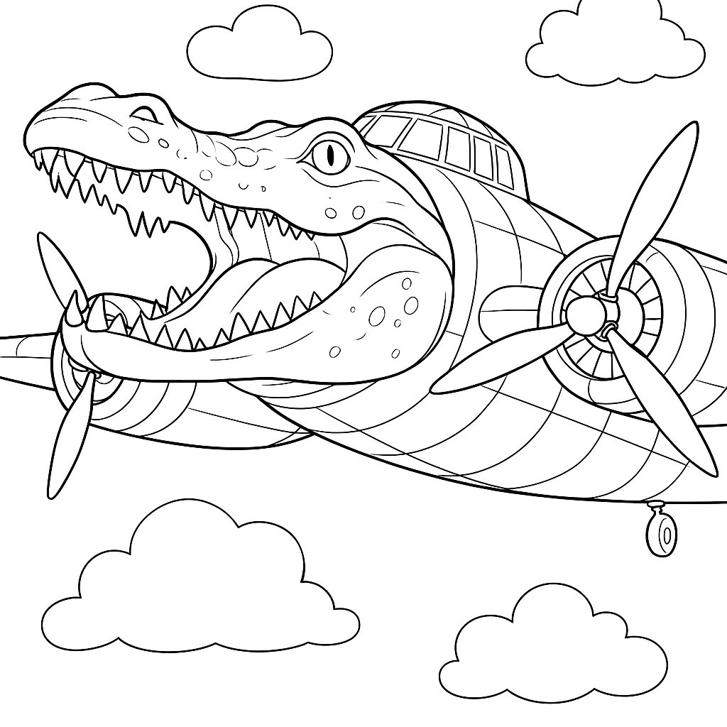 Bombardino Crocodilo Variant 2 coloring page for children