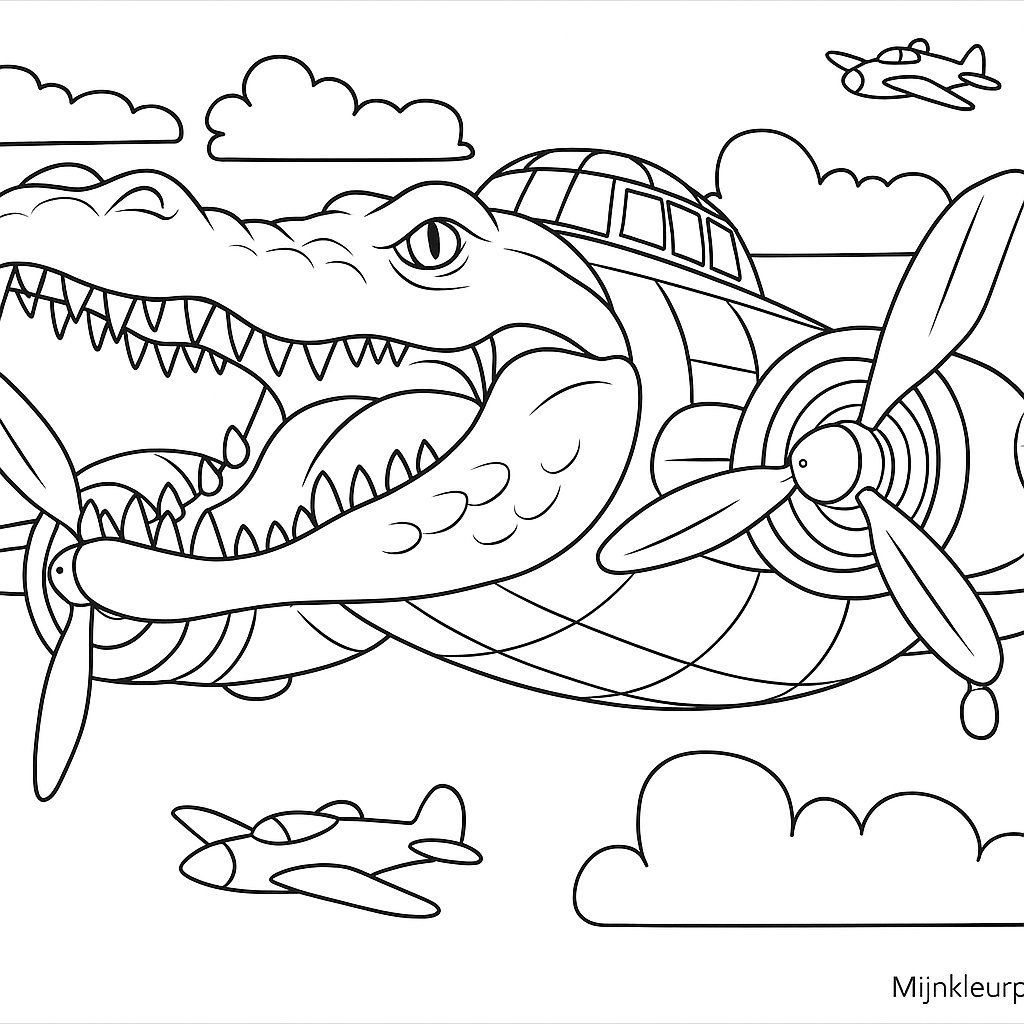 Bombardino Crocodilo Variant 3 coloring page for children