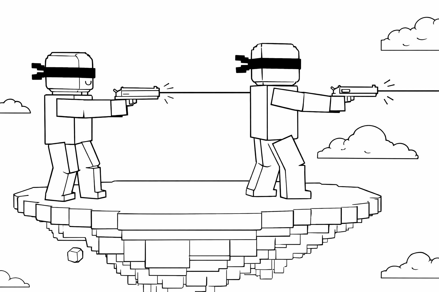 [UPD] Blind Shot Roblox kleurplaat - zwart-wit lijntekening