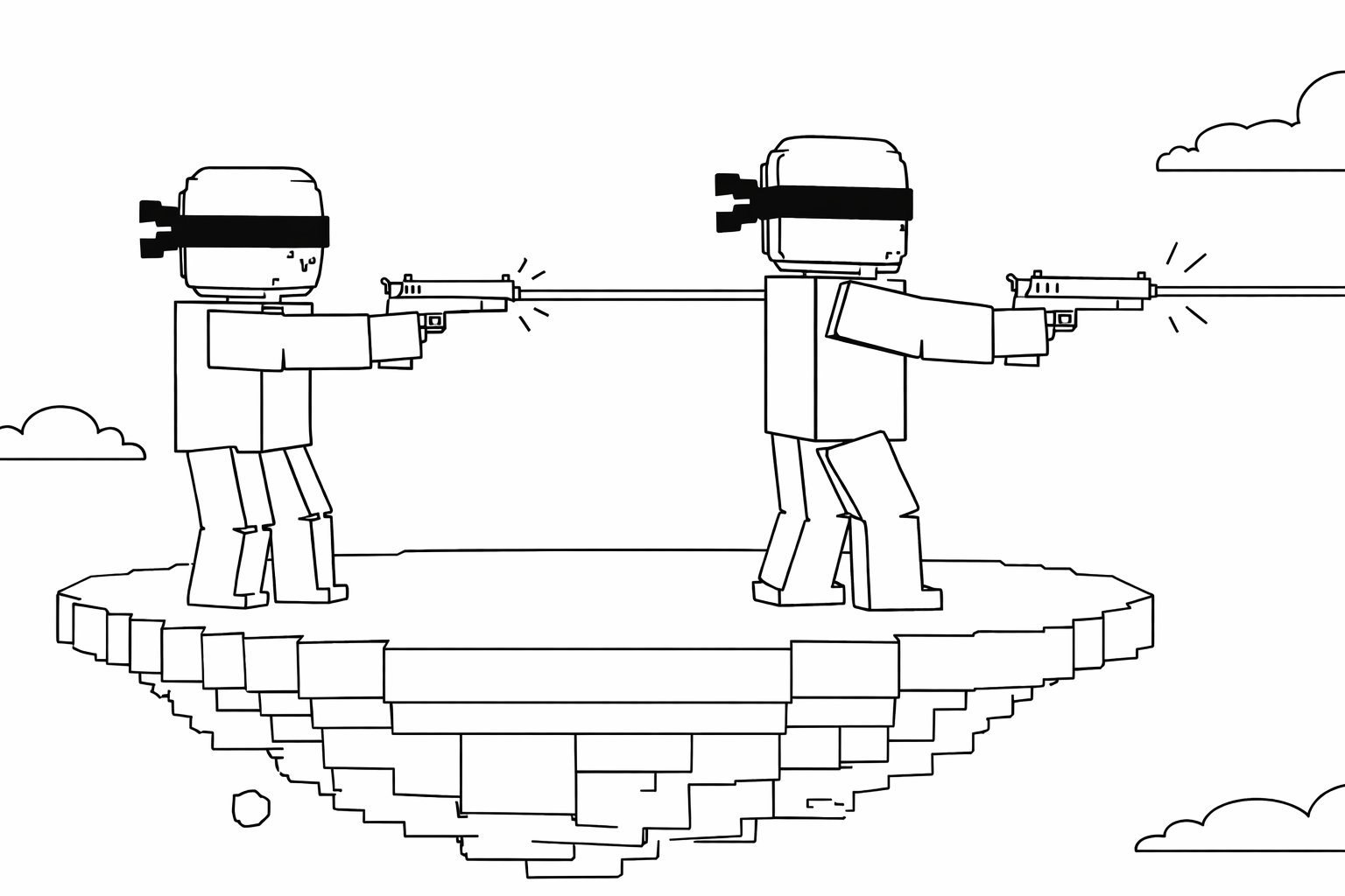 [UPD] Blind Shot Roblox kleurplaat - zwart-wit lijntekening