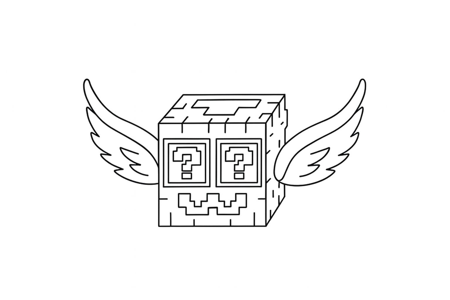 Kleurplaat van brainrot god lucky block, variant 3