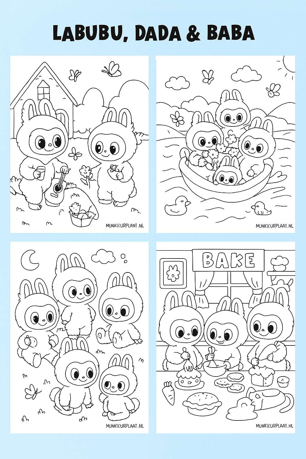 Labubu Dada And Baba Variant 1 coloring page for children