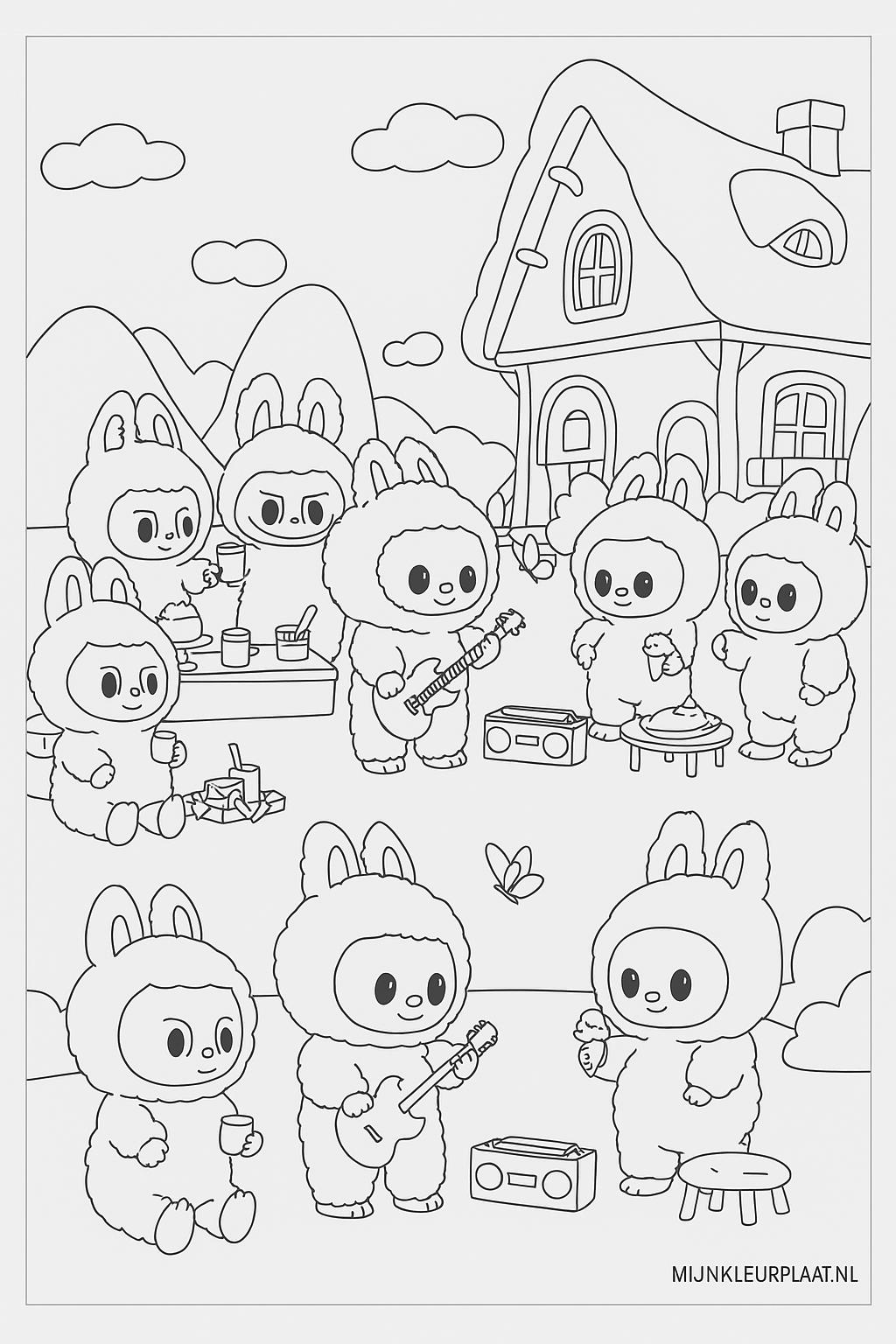 Labubu Dada And Baba Variant 2 coloring page for children