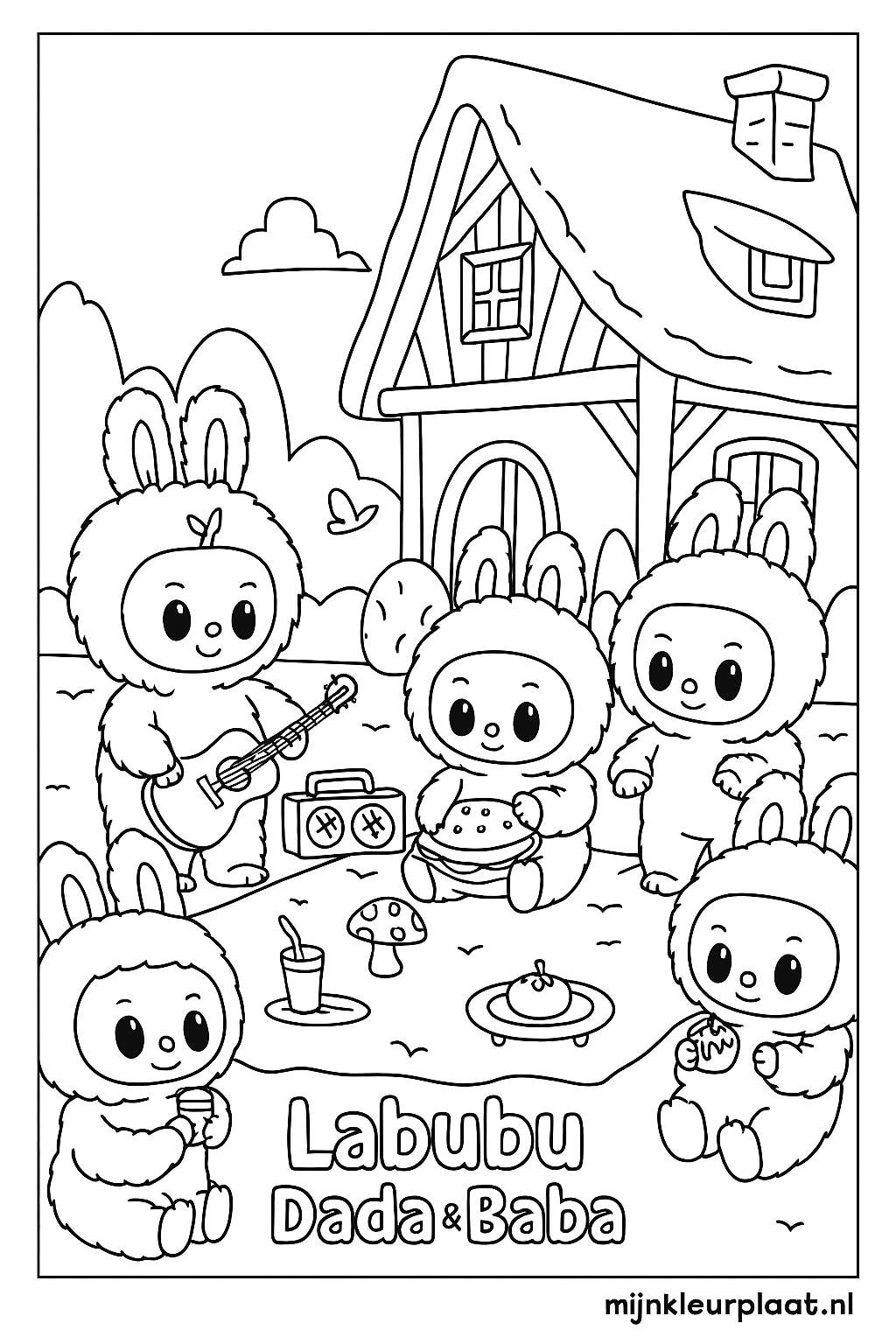 Labubu Dada And Baba Variant 3 coloring page for children