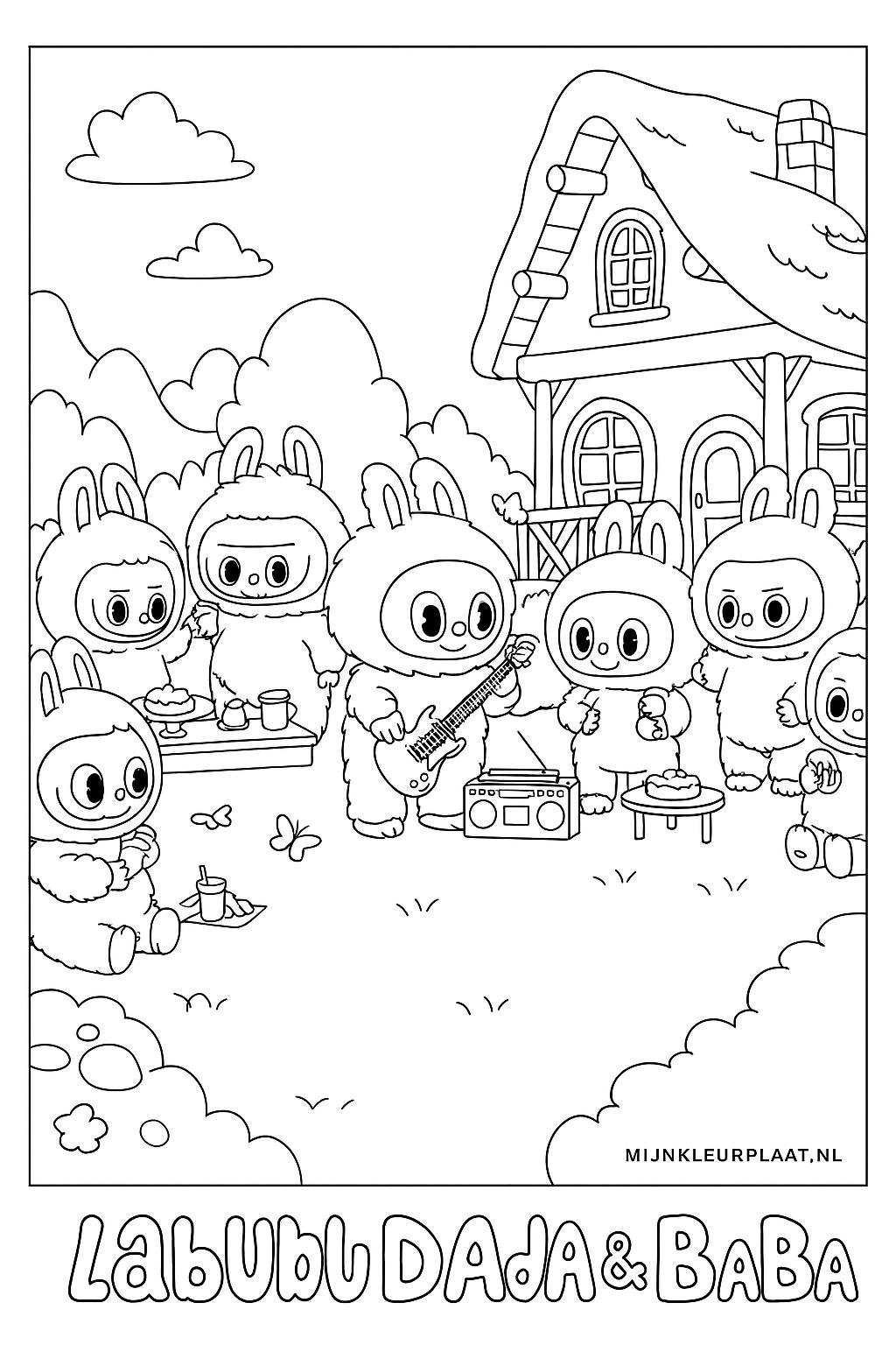 Labubu Dada And Baba Variant 4 coloring page for children
