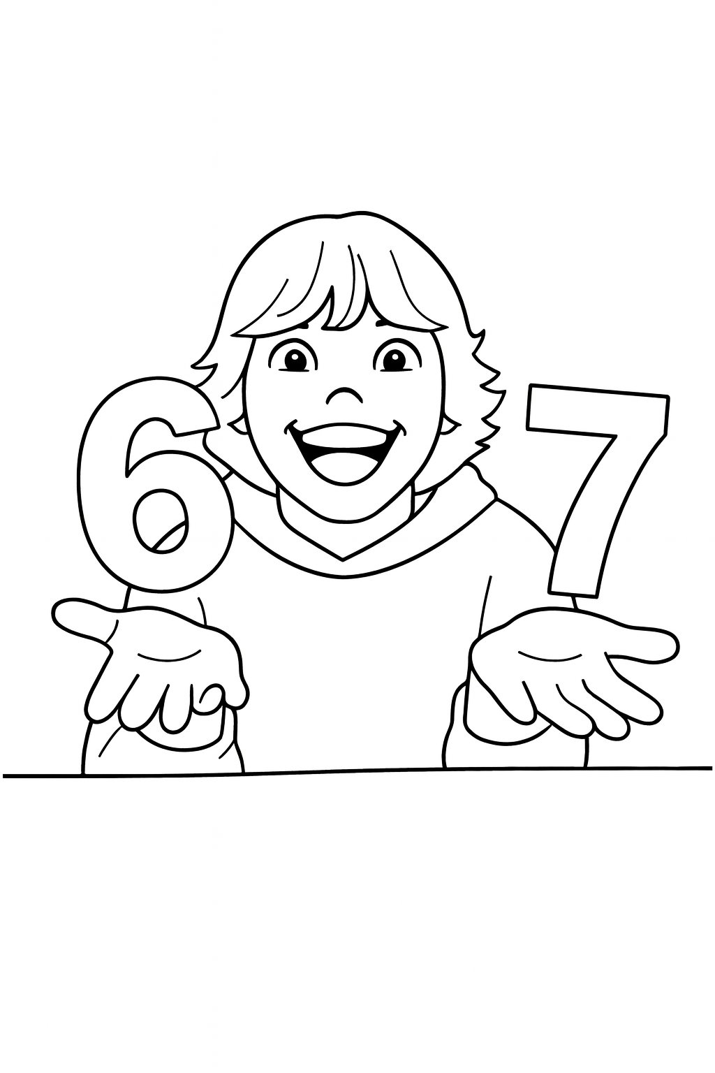 Kleurplaat van 6 7 coloring page, variant 3