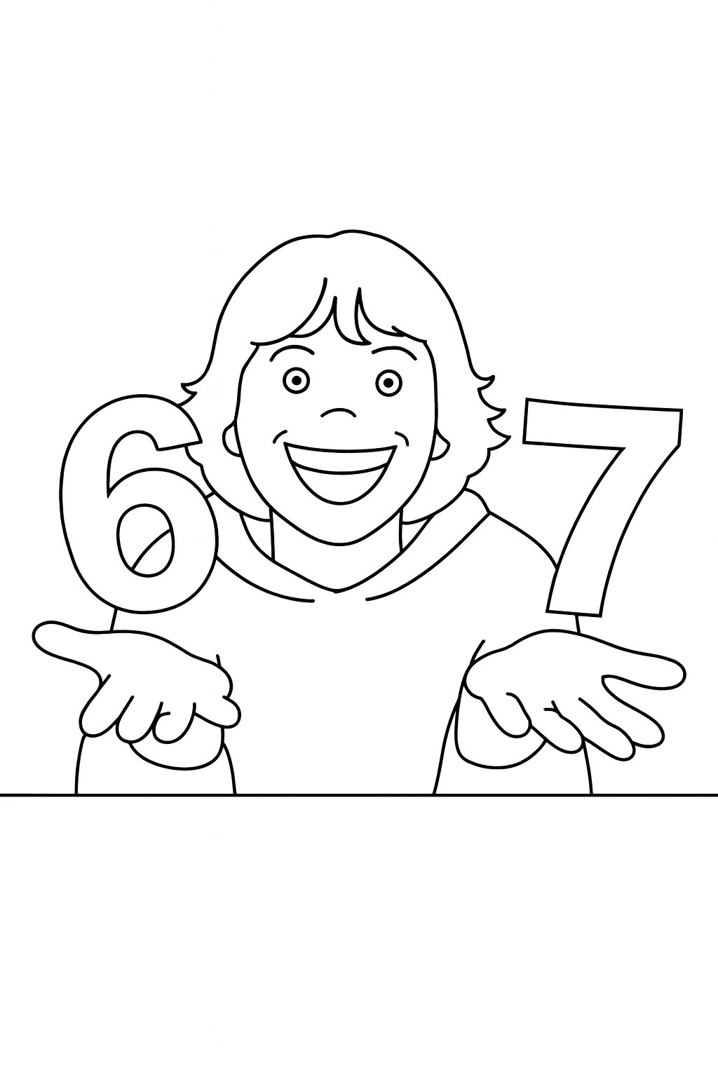Kleurplaat van 6 7 coloring page, variant 4
