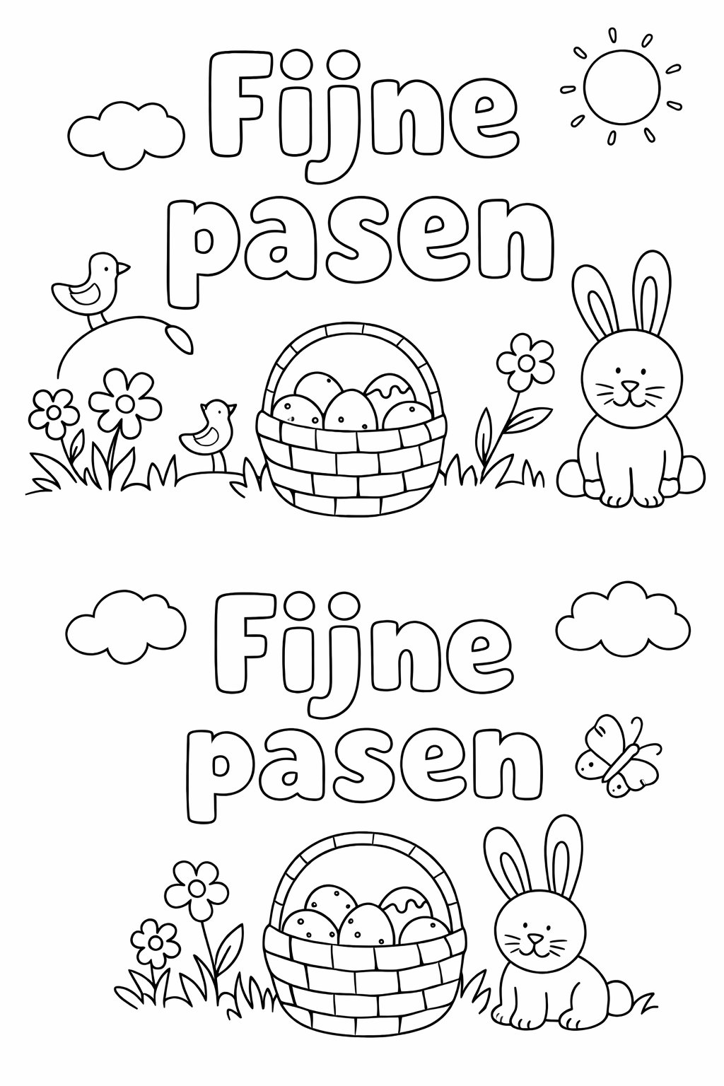 Fijne pasen coloring page line art