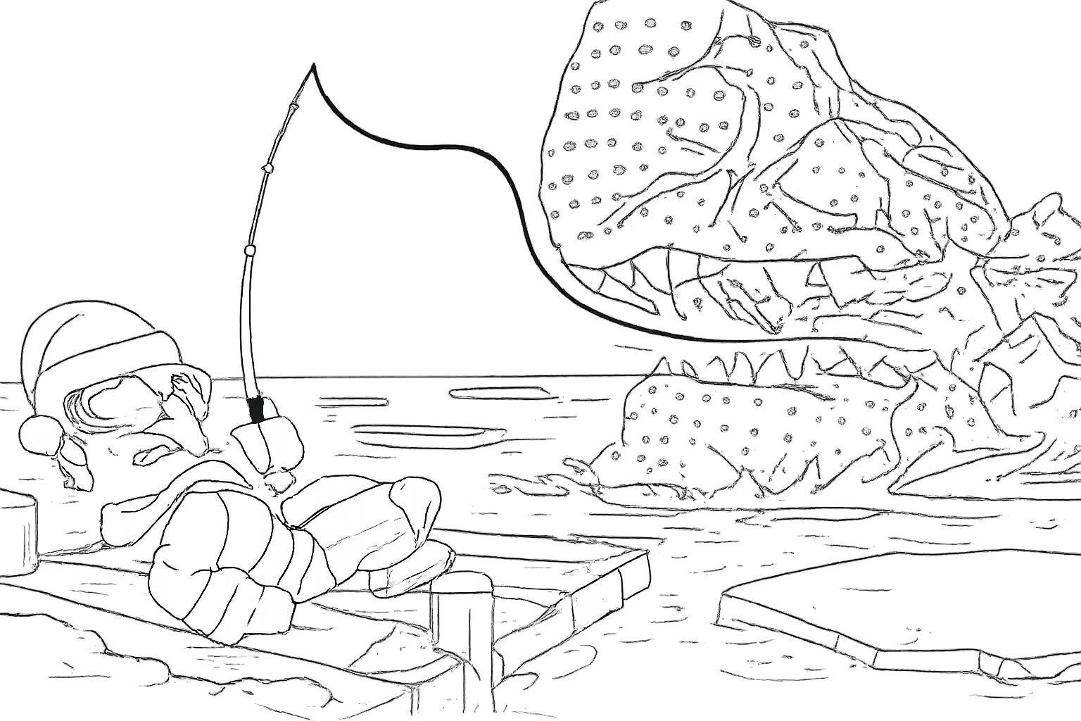 Fish It! Roblox Malvorlage Linienzeichnung