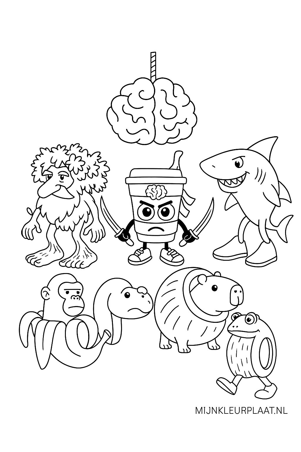 Brainrot Variant 4 coloring page for children