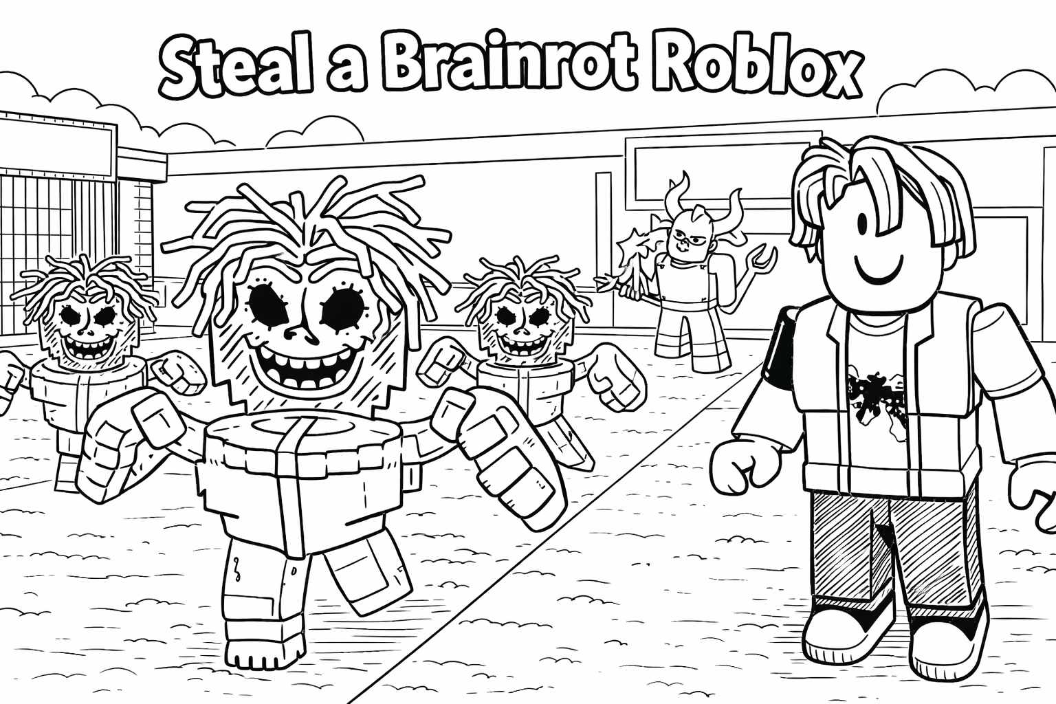 Coloriage Steal a Brainrot Roblox dessin au trait