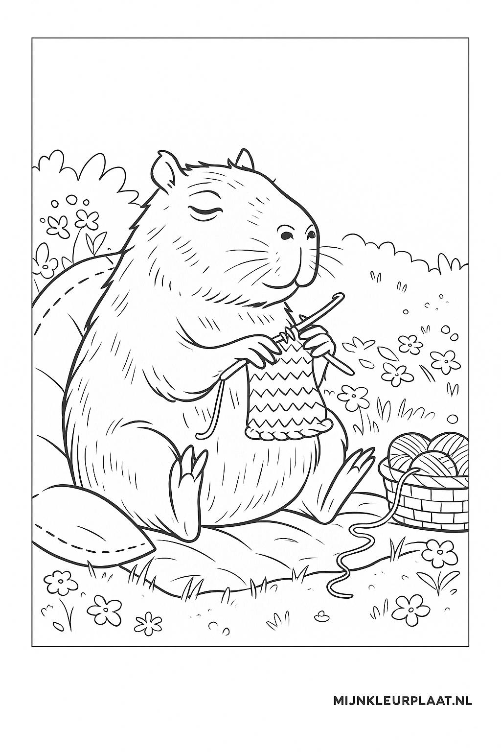 Feuille de coloriage gratuite Capybara - Variante 3 Feuille de coloriage pour enfants