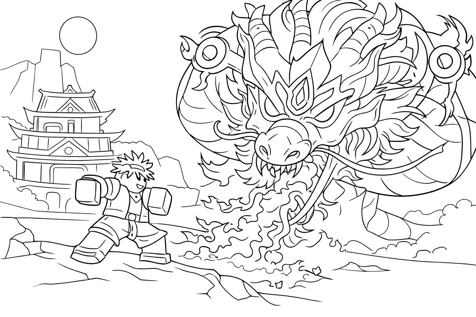 blox fruits roblox kleurplaat - zwart-wit lijntekening