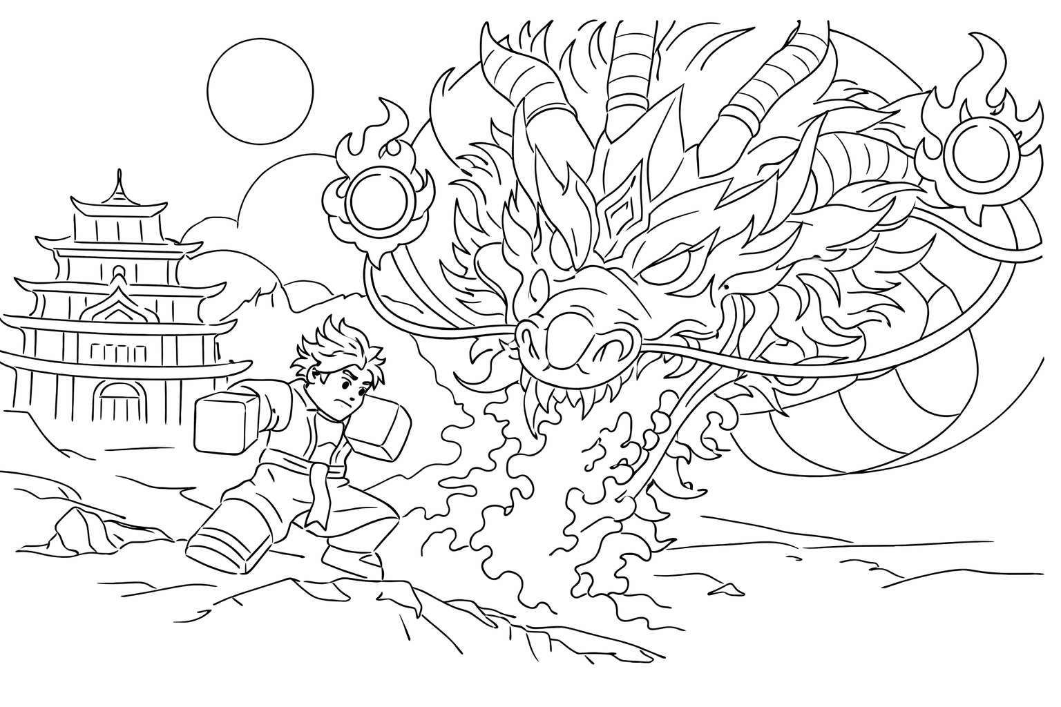 blox fruits roblox kleurplaat - zwart-wit lijntekening