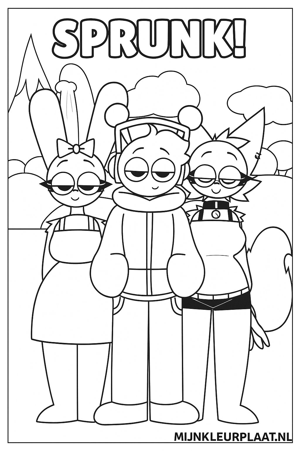 Sprunki Variant 3 coloring page for children