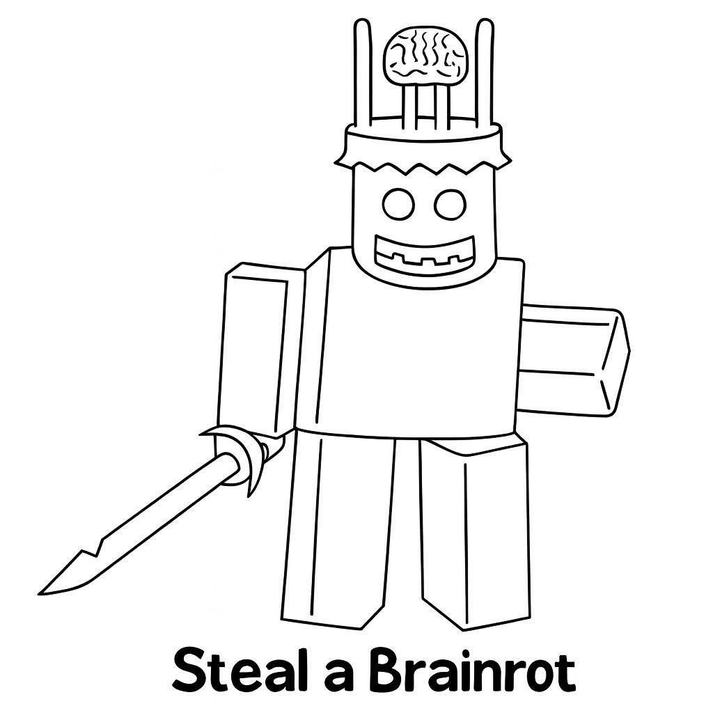 Kleurplaat van steal a brainrot, variant 4