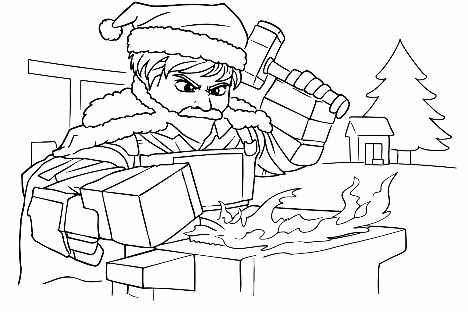 The Forge Roblox kleurplaat - zwart-wit lijntekening