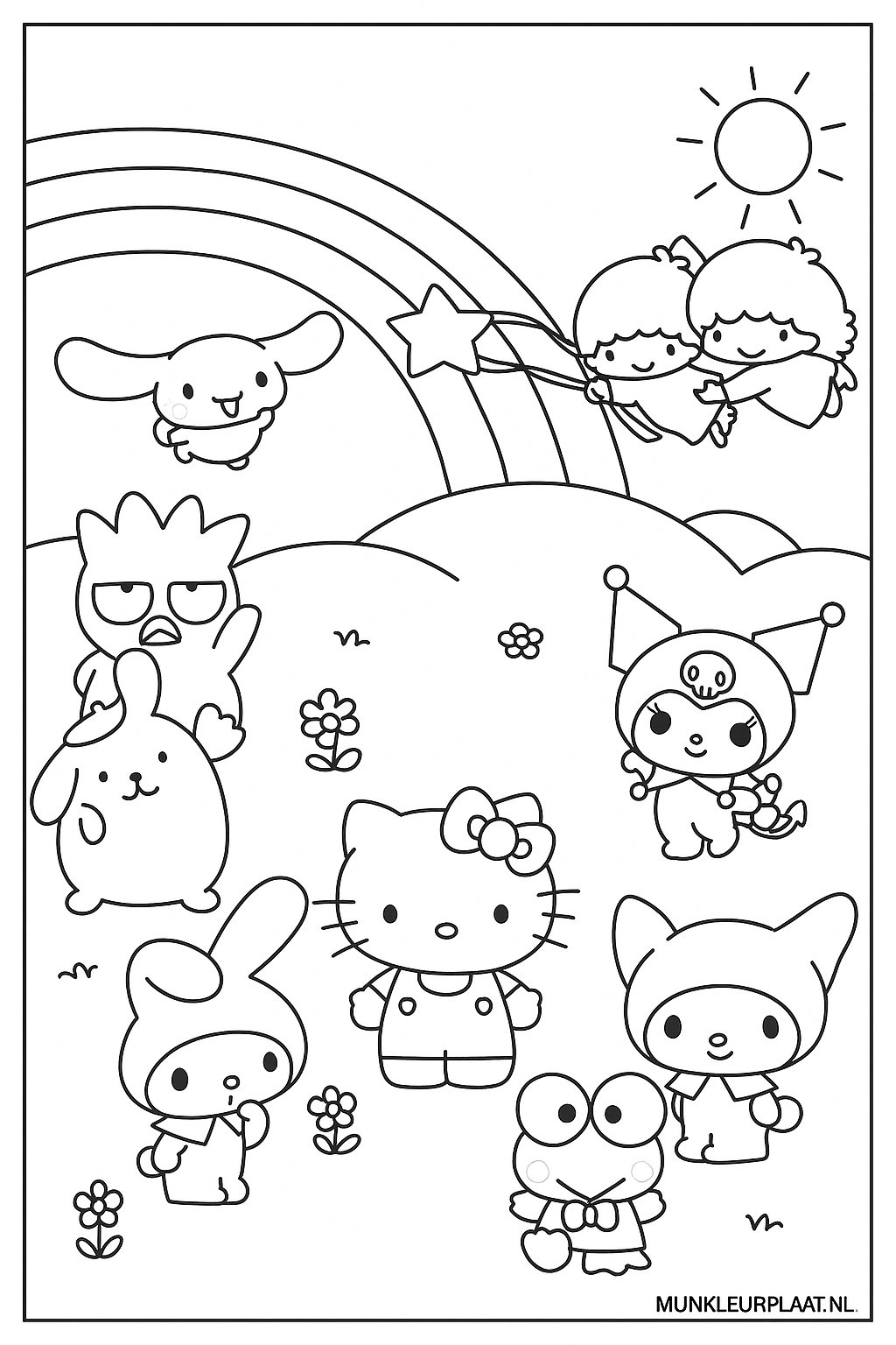 Feuille de coloriage Sanrio gratuite - Variante 3 Feuille de coloriage pour enfants
