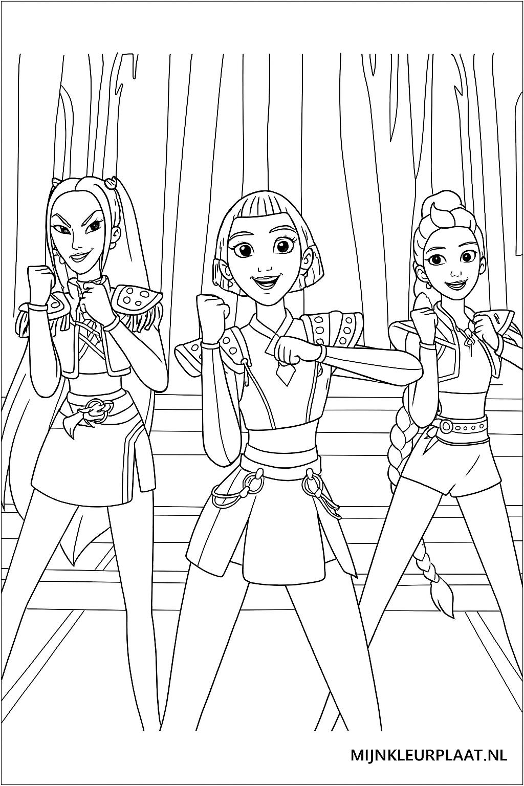 Free Golden Demon Hunters Coloring Page - Variant 2 - Kids Coloring Page