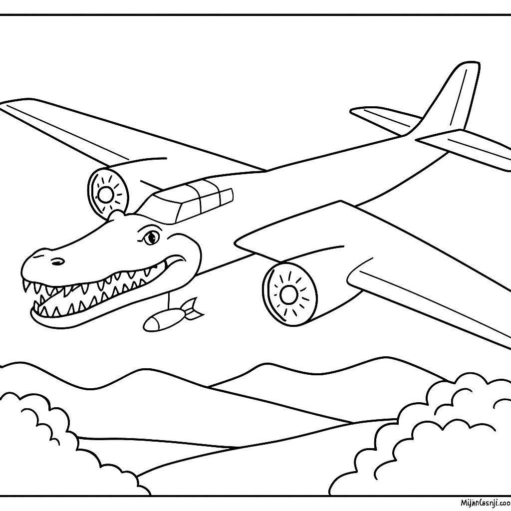 Bombardino Crocodilo Variant 4 coloring page for children