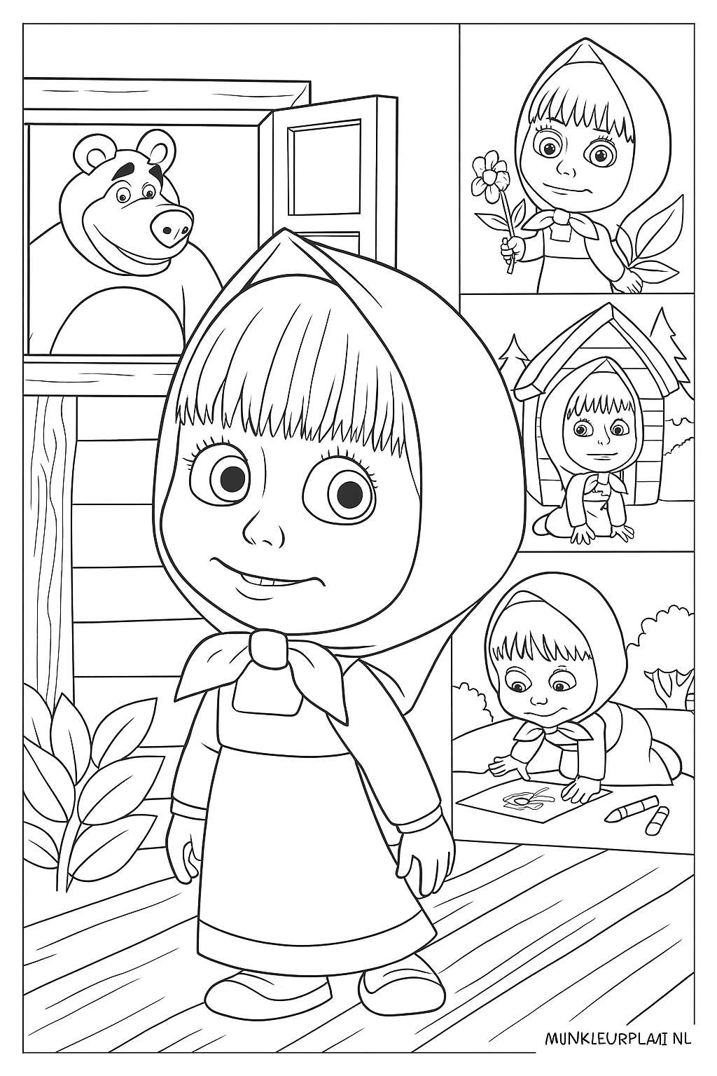 Masha En De Beer Variant 2 coloring page for children